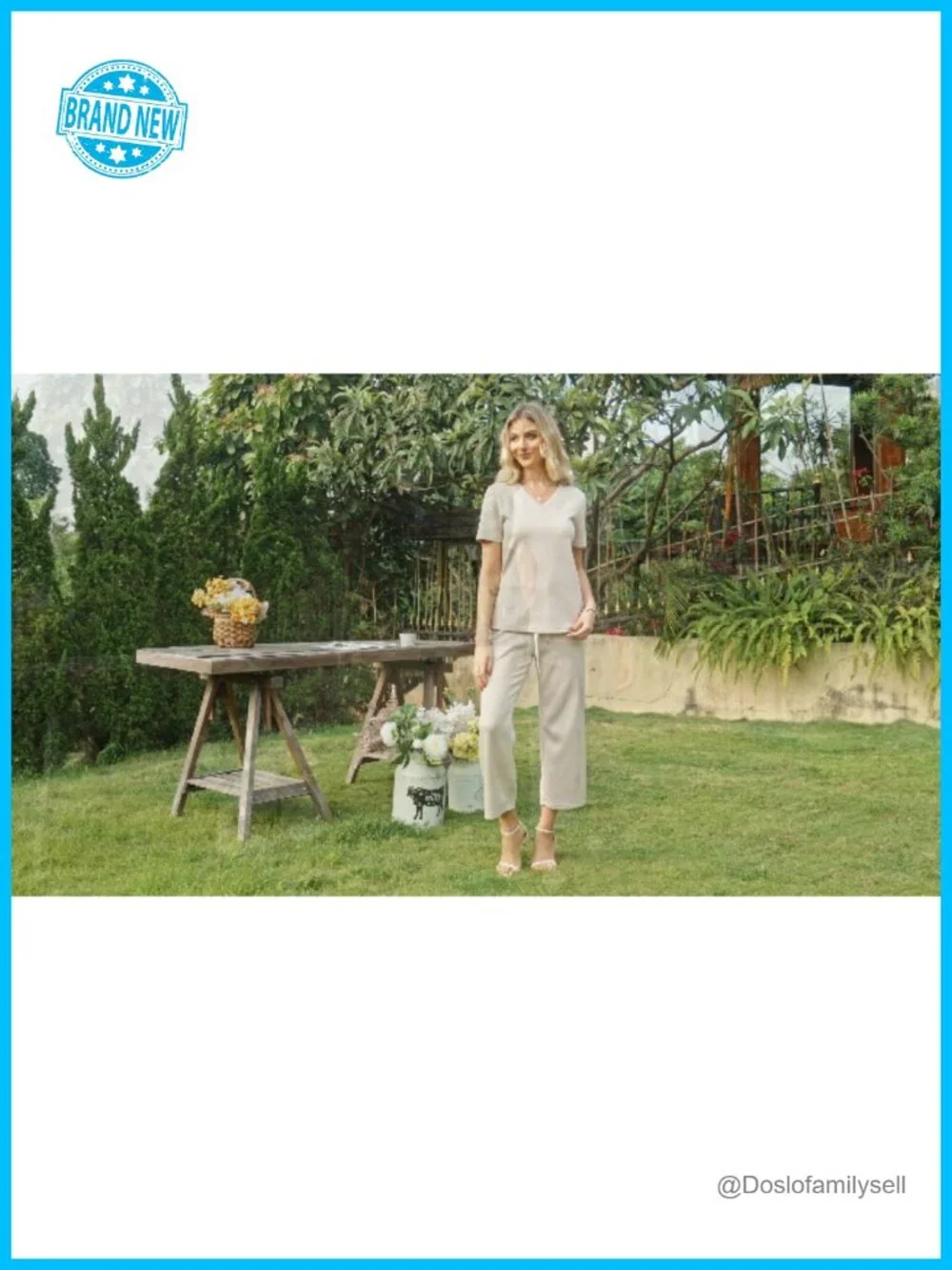 2 Piece Lounge Set Wide Leg Pants Matching Vacation Outfit